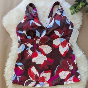 Athleta NWT Colorful Plunge Tankini
